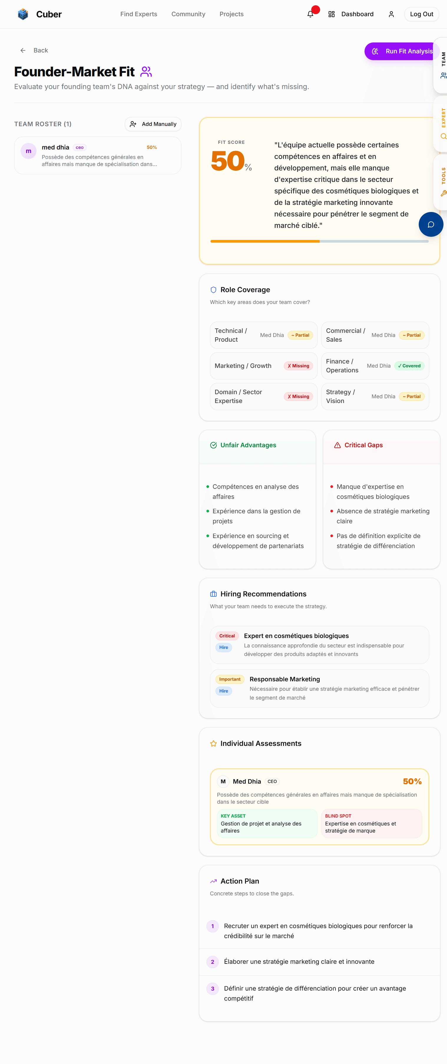 Founder-Market Fit Interface